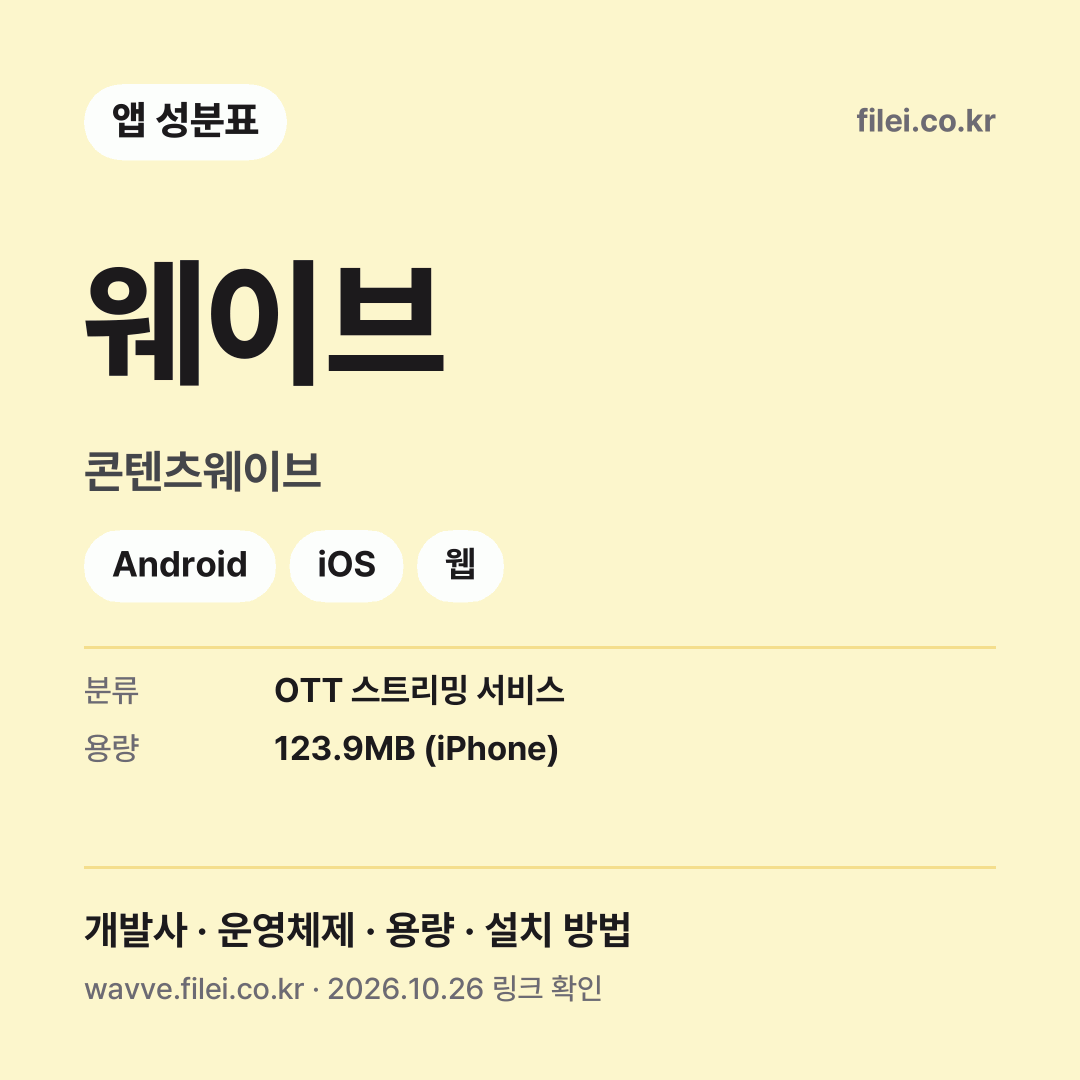 웨이브 다운로드 · 콘텐츠웨이브 · Android, iOS, 웹
