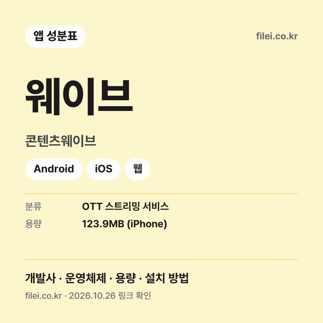웨이브 다운로드 · 콘텐츠웨이브 · Android, iOS, 웹