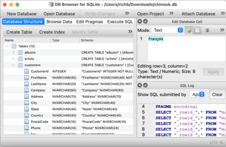 DB Browser for SQLite 스크린샷 1