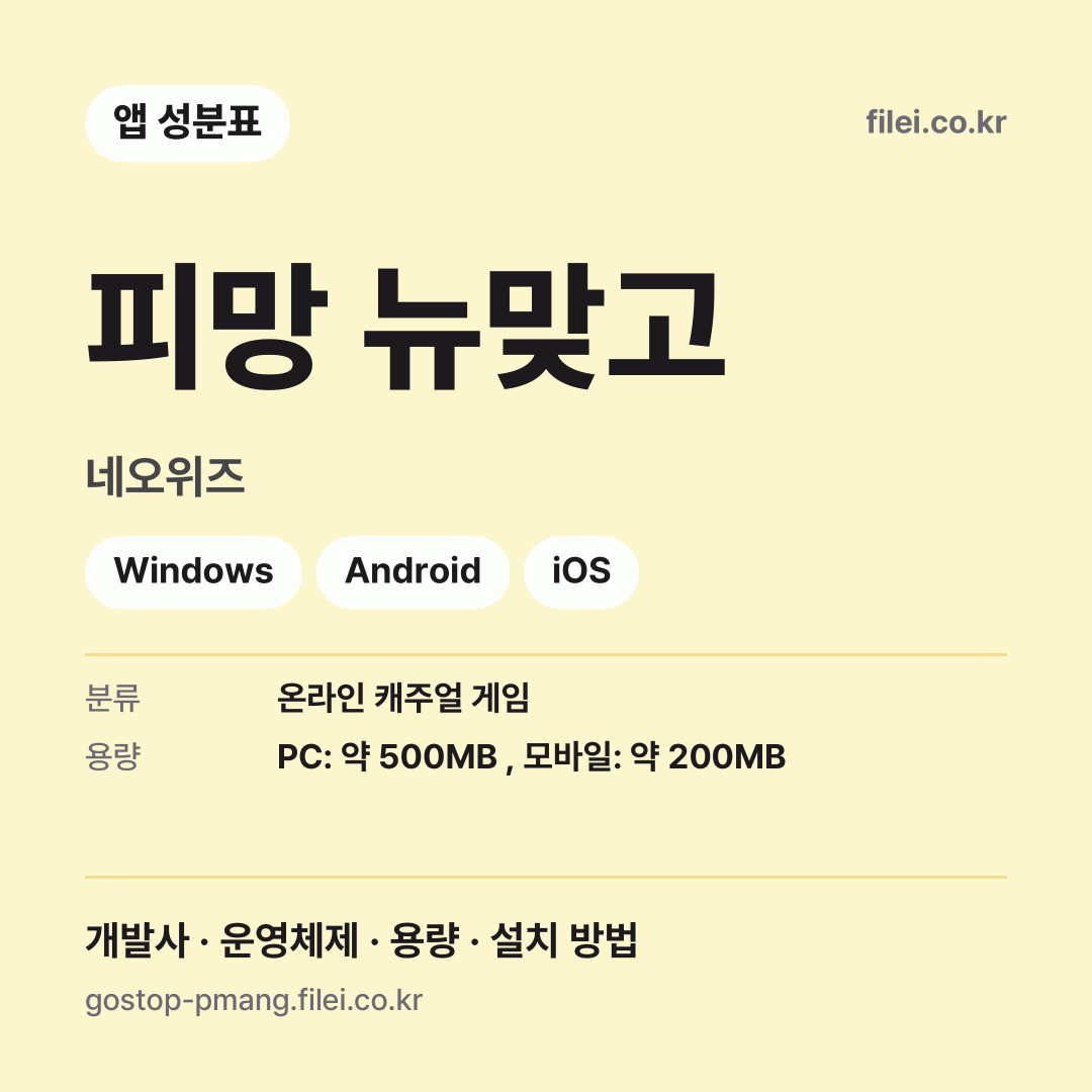 피망 뉴맞고 다운로드 · 네오위즈 · Windows, Android, iOS