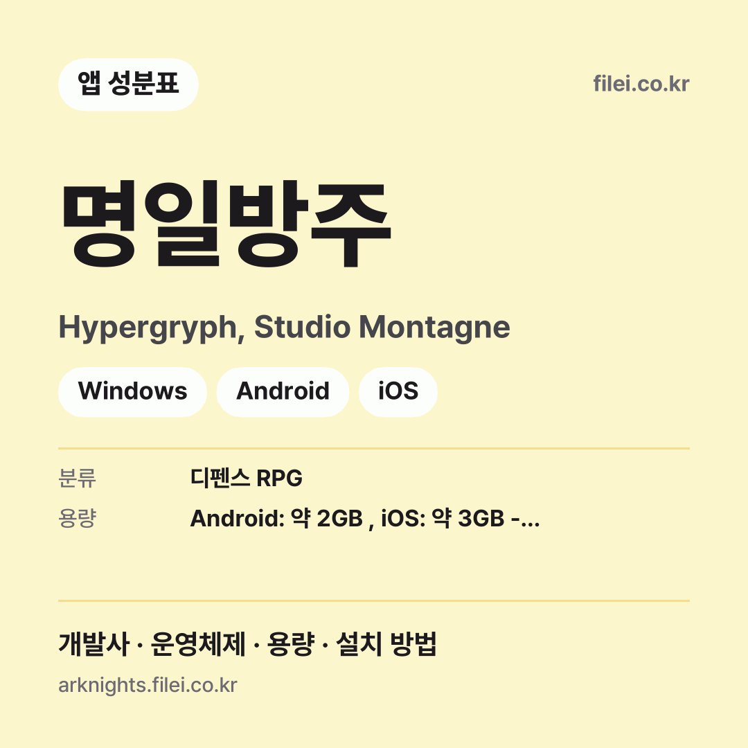 명일방주 다운로드 · Hypergryph, Studio Montagne · Windows, Android, iOS