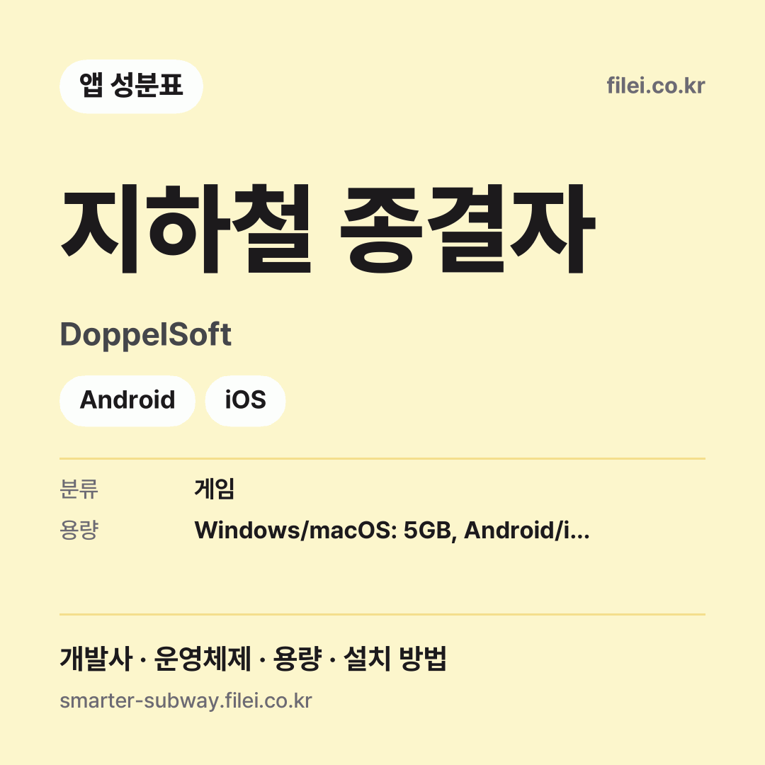 지하철 종결자 다운로드 · DoppelSoft · Android, iOS