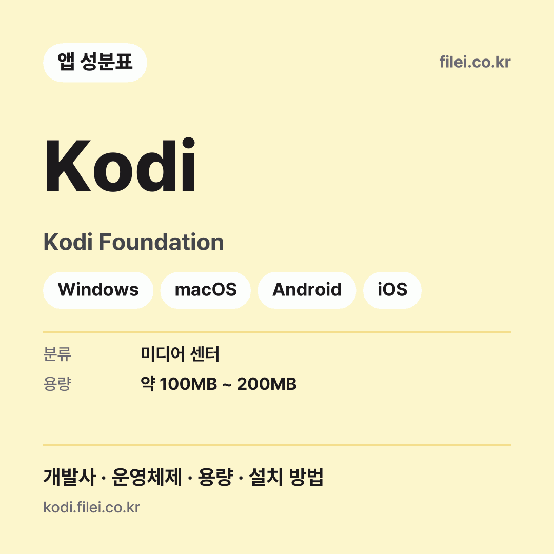 Kodi 다운로드 · Kodi Foundation · Windows, macOS, Android, iOS