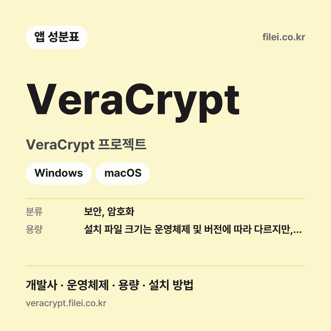 VeraCrypt 다운로드 · VeraCrypt 프로젝트 · Windows, macOS