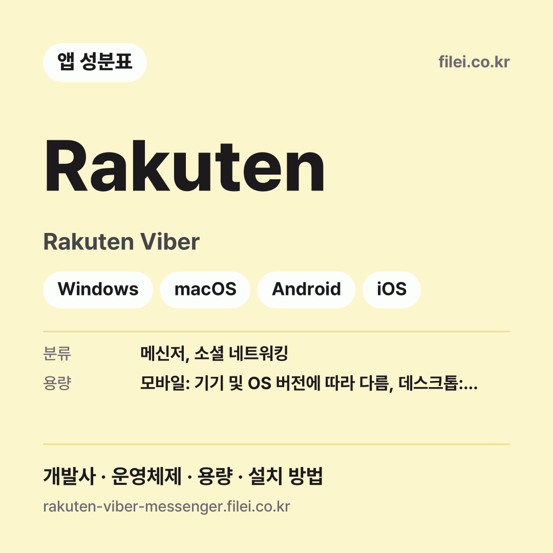 Rakuten 다운로드 · Rakuten Viber · Windows, macOS, Android, iOS
