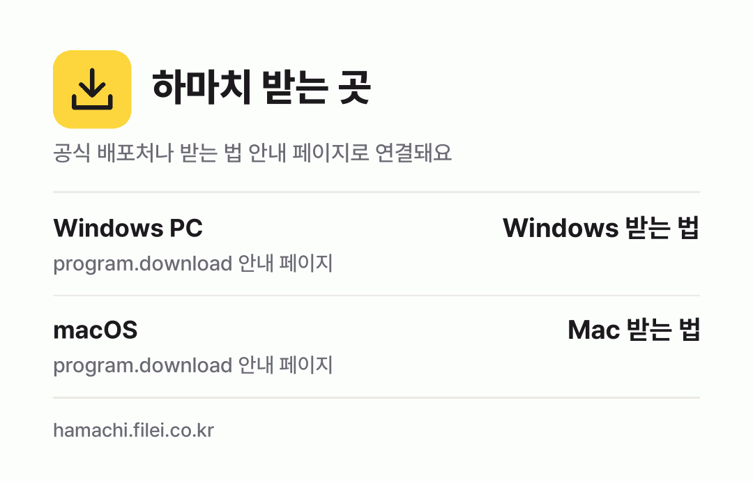 하마치 받는 곳: Windows PC, macOS
