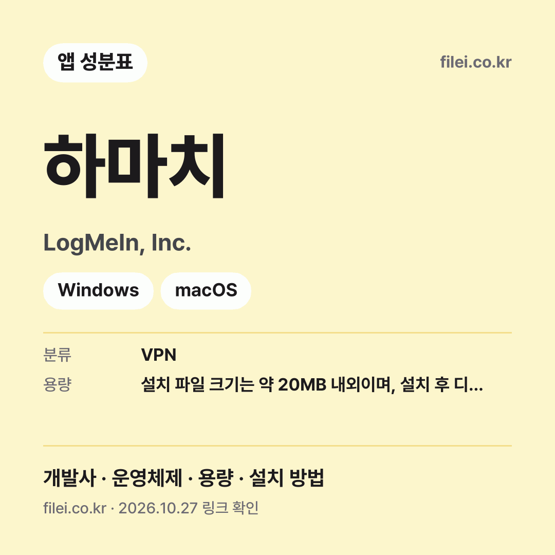 하마치 다운로드 · LogMeIn, Inc. · Windows, macOS