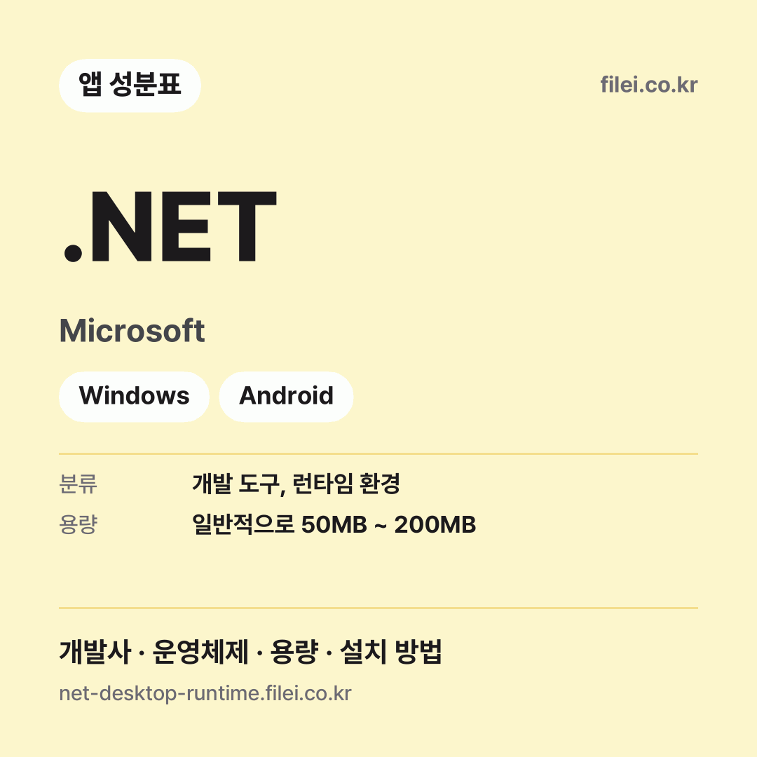 .NET 다운로드 · Microsoft · Windows, Android