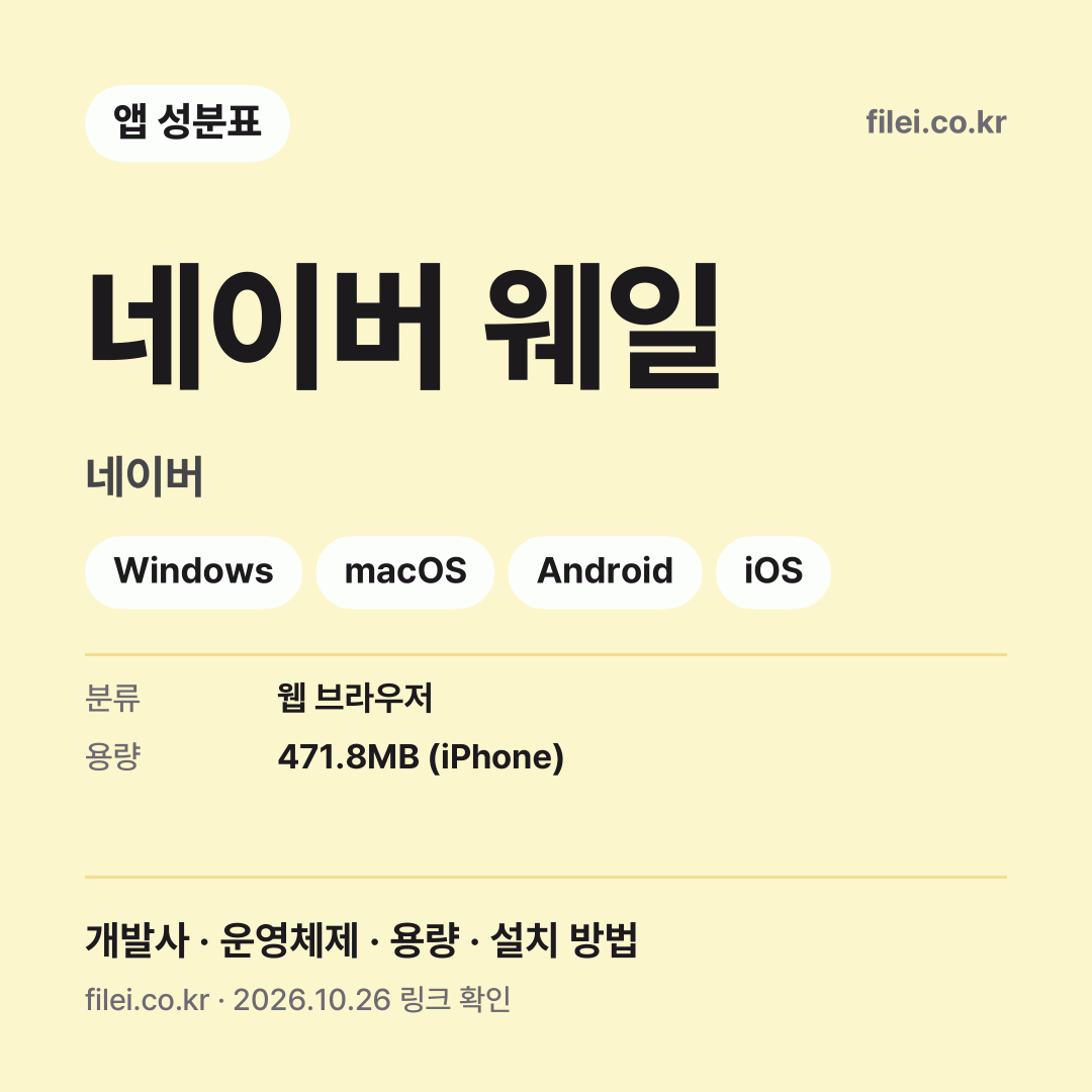 네이버 웨일 다운로드 · 네이버 · Windows, macOS, Android, iOS