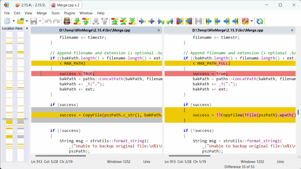 WinMerge 스크린샷 1