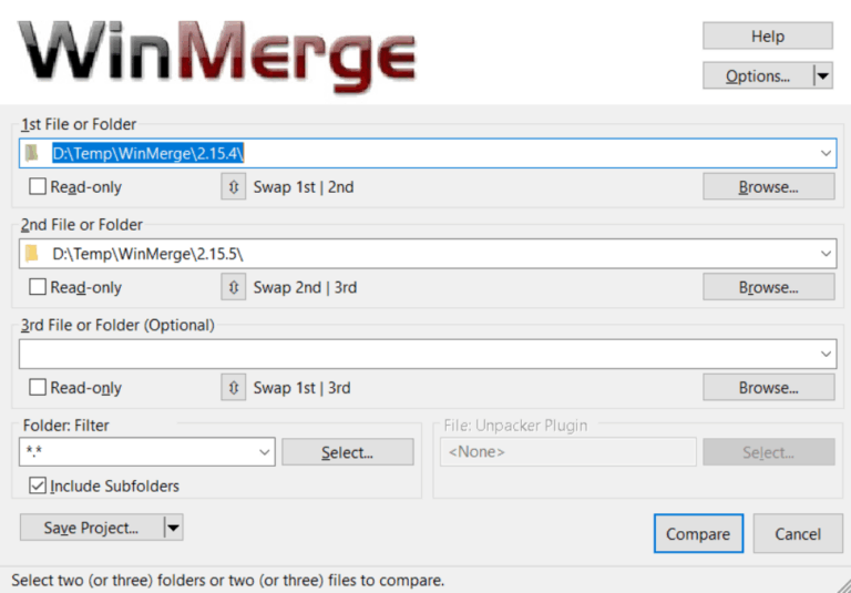WinMerge 스크린샷 3