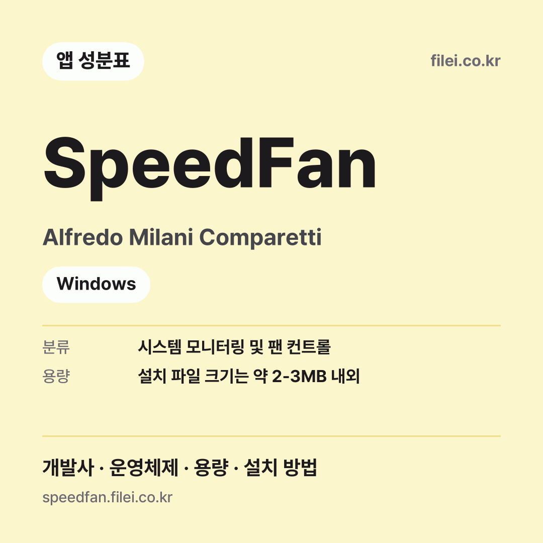 SpeedFan 다운로드 · Alfredo Milani Comparetti · Windows