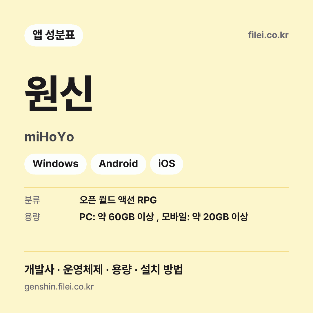 원신 다운로드 · miHoYo · Windows, Android, iOS