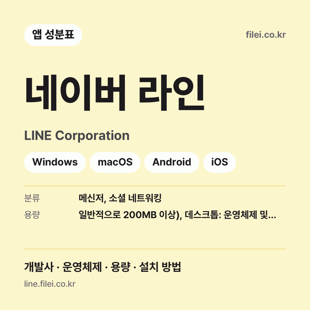 네이버 라인 다운로드 · LINE Corporation · Windows, macOS, Android, iOS