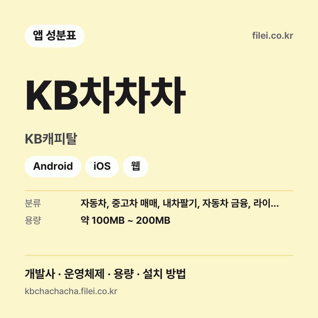 KB차차차 다운로드 · KB캐피탈 · Android, iOS, 웹