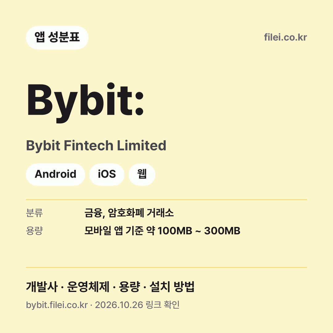 Bybit: 다운로드 · Bybit Fintech Limited · Android, iOS, 웹