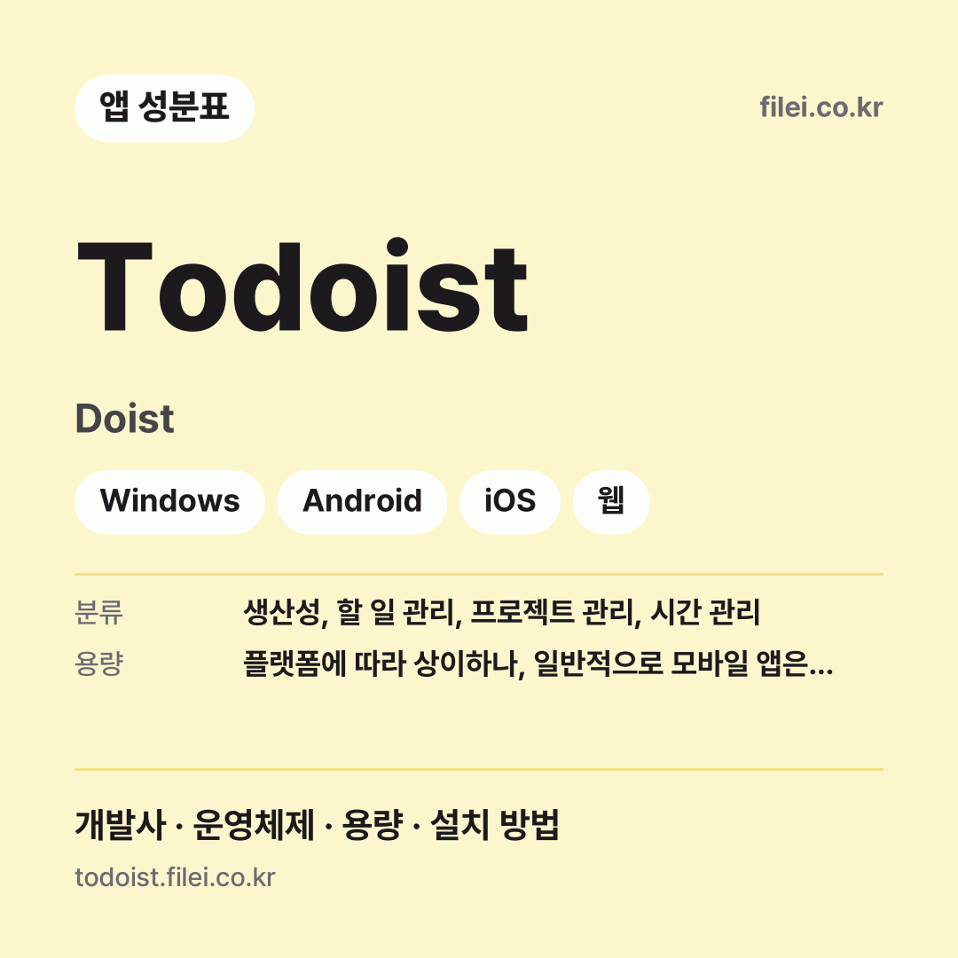 Todoist 다운로드 · Doist · Windows, Android, iOS, 웹