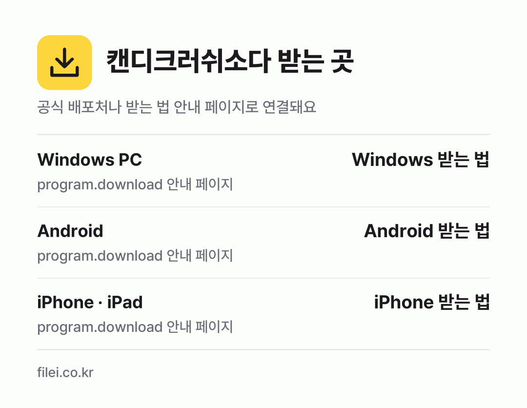 캔디크러쉬소다 받는 곳: Windows PC, Android, iPhone · iPad