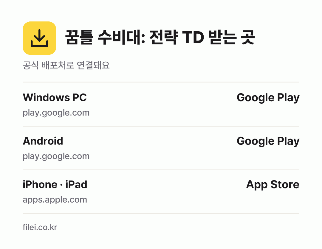 꿈틀 수비대: 전략 TD 받는 곳: Windows PC, Android, iPhone · iPad