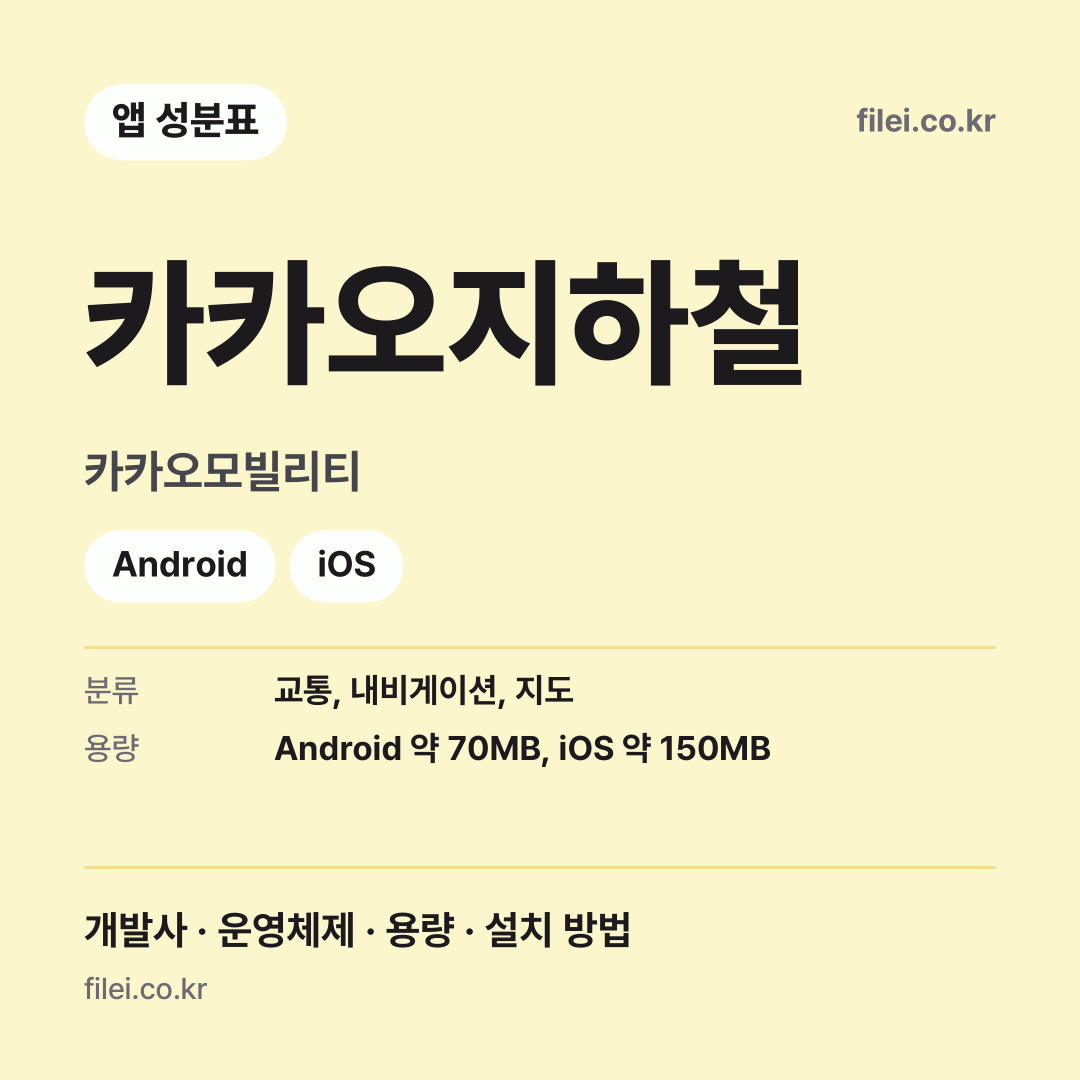 카카오지하철 다운로드 · 카카오모빌리티 · Android, iOS