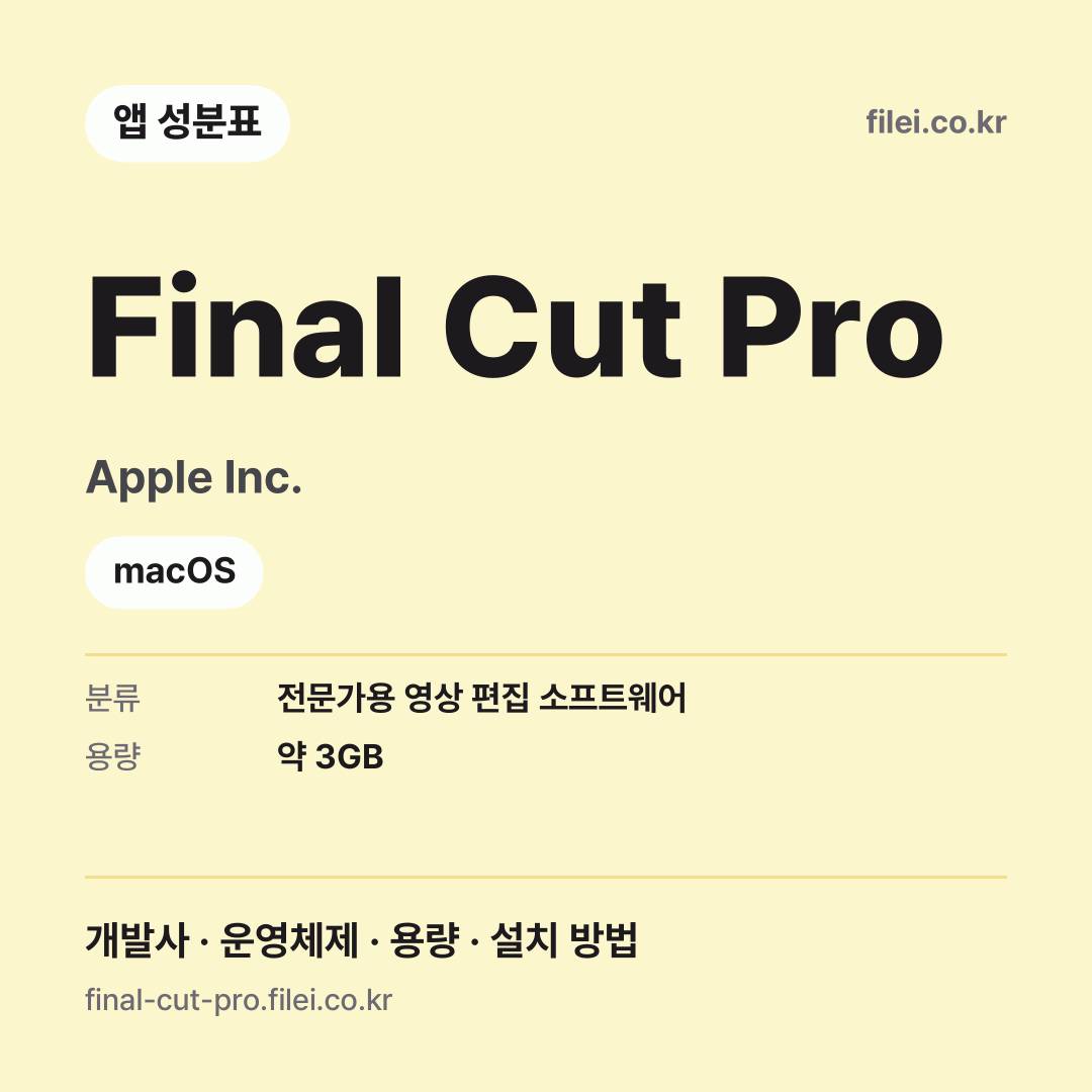 Final Cut Pro 다운로드 · Apple Inc. · macOS