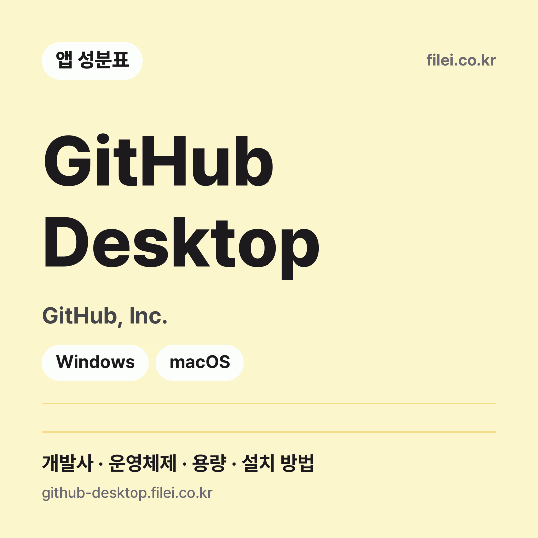 GitHub Desktop 다운로드 · GitHub, Inc. · Windows, macOS