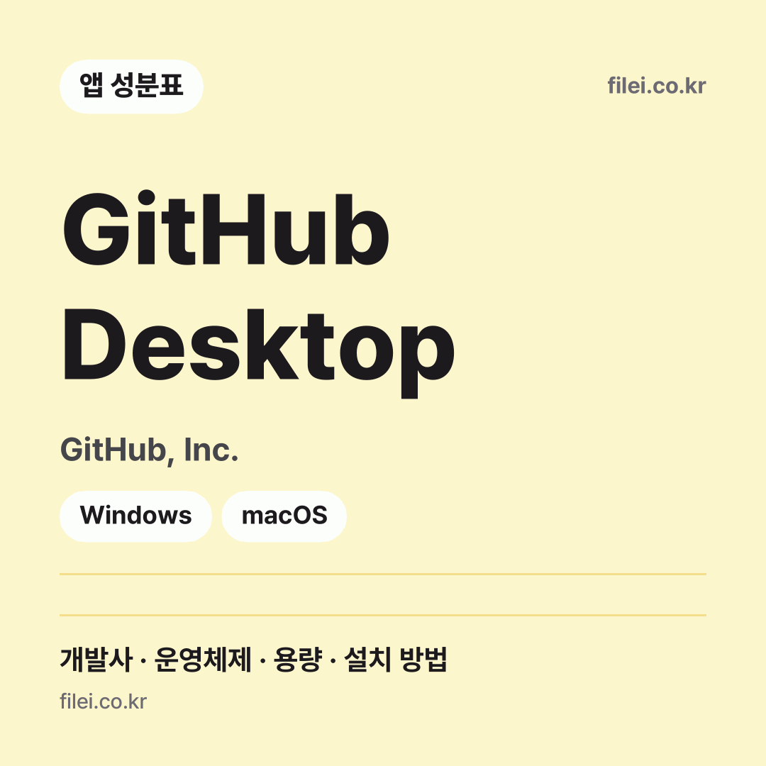 GitHub Desktop 다운로드 · GitHub, Inc. · Windows, macOS