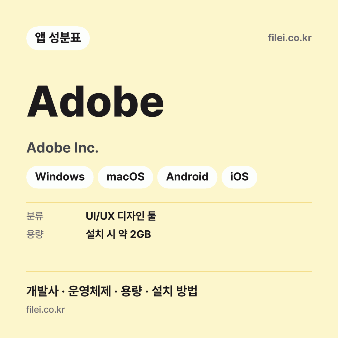 Adobe 다운로드 · Adobe Inc. · Windows, macOS, Android, iOS