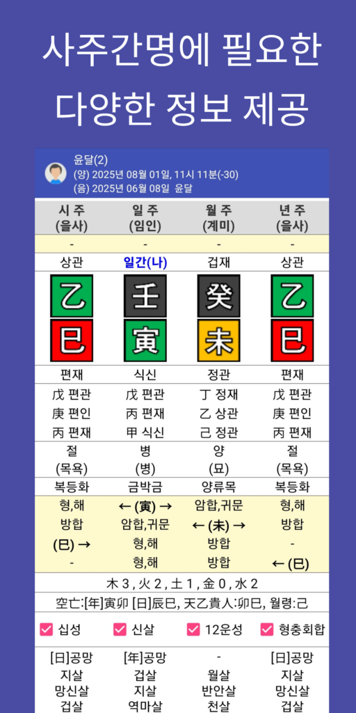 만세력 천을귀인 - 정통 만세력 & AI 사주 프롬프트 스크린샷 2