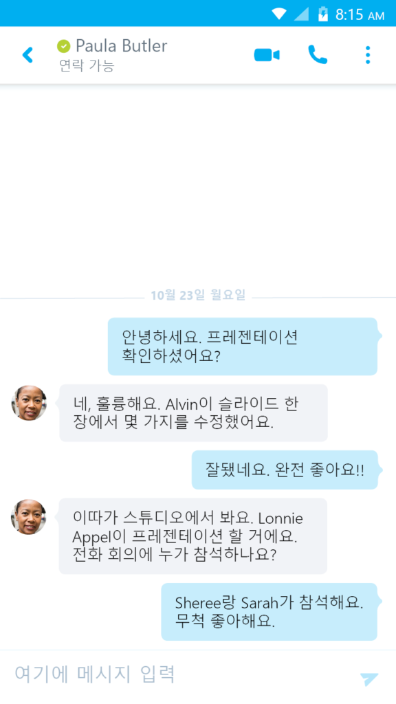 스카이프 스크린샷 2