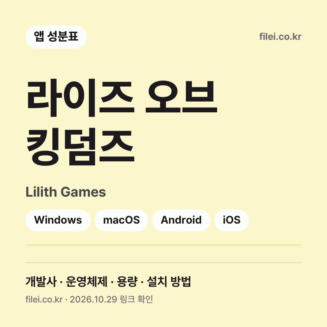 라이즈 오브 킹덤즈 다운로드 · Lilith Games · Windows, macOS, Android, iOS