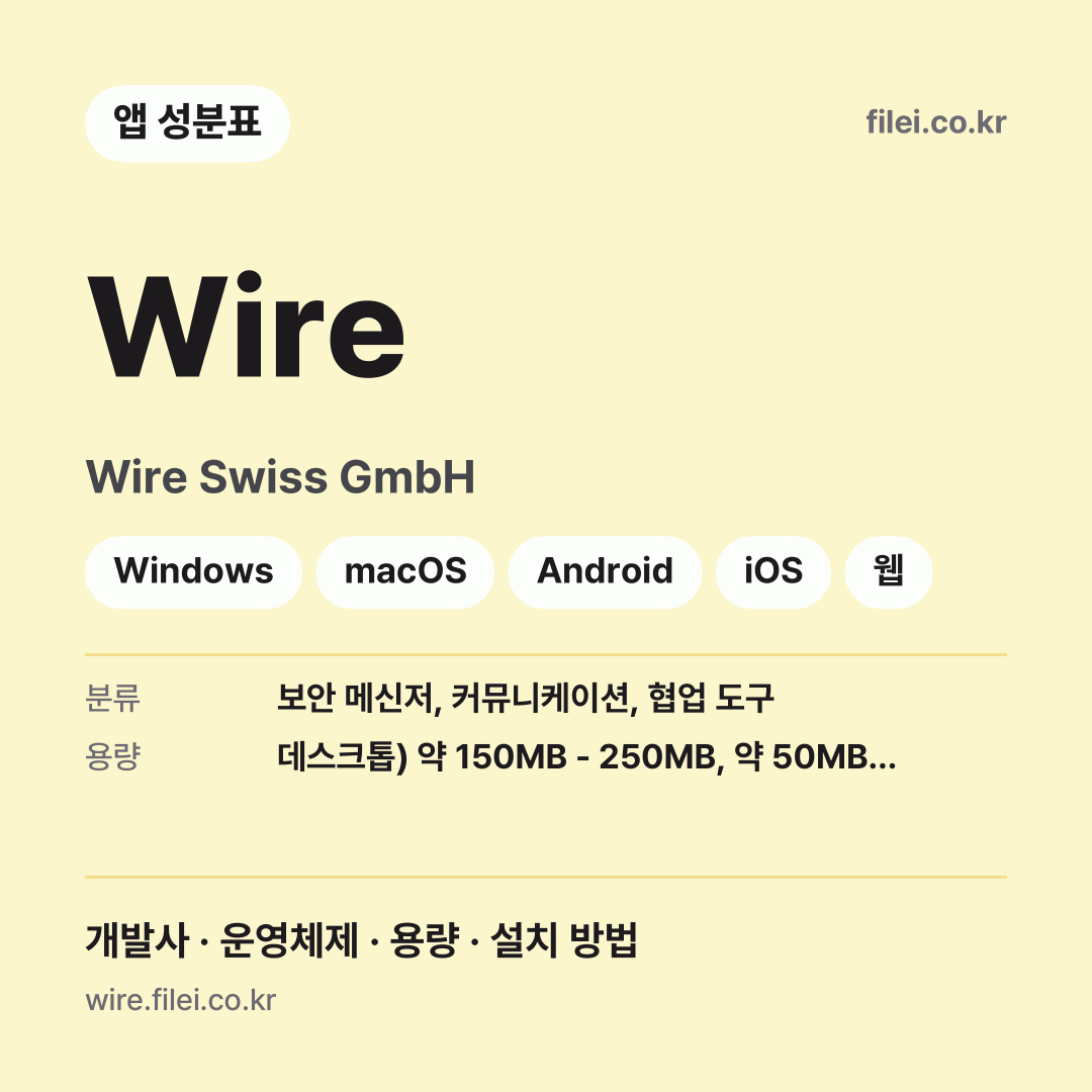 Wire 다운로드 · Wire Swiss GmbH · Windows, macOS, Android, iOS, 웹