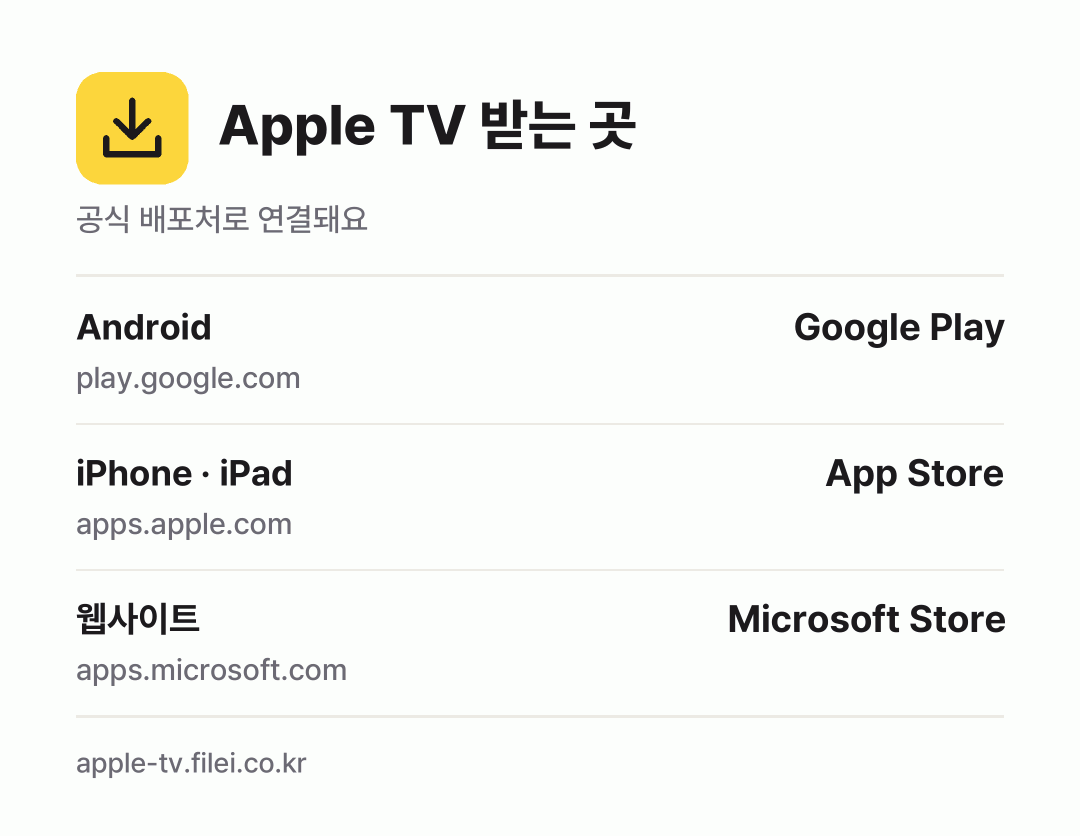 Apple TV 받는 곳: Android, iPhone · iPad, 웹사이트