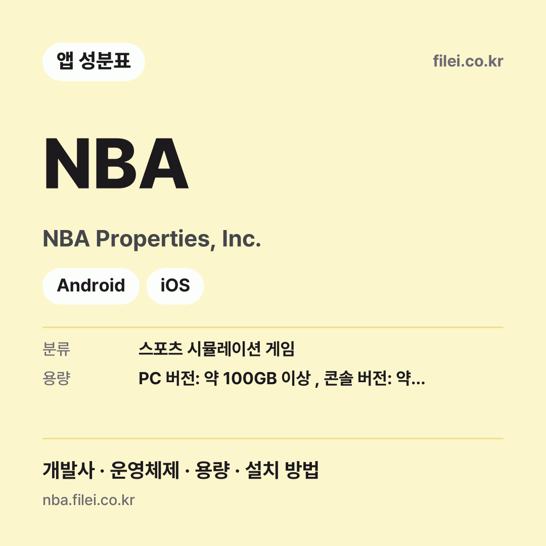 NBA 다운로드 · NBA Properties, Inc. · Android, iOS