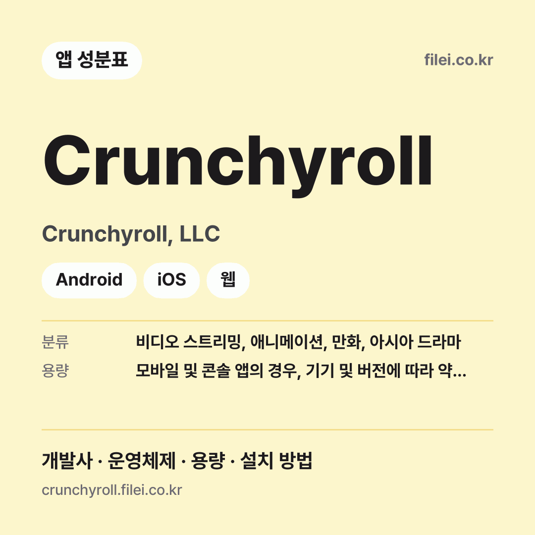 Crunchyroll 다운로드 · Crunchyroll, LLC · Android, iOS, 웹