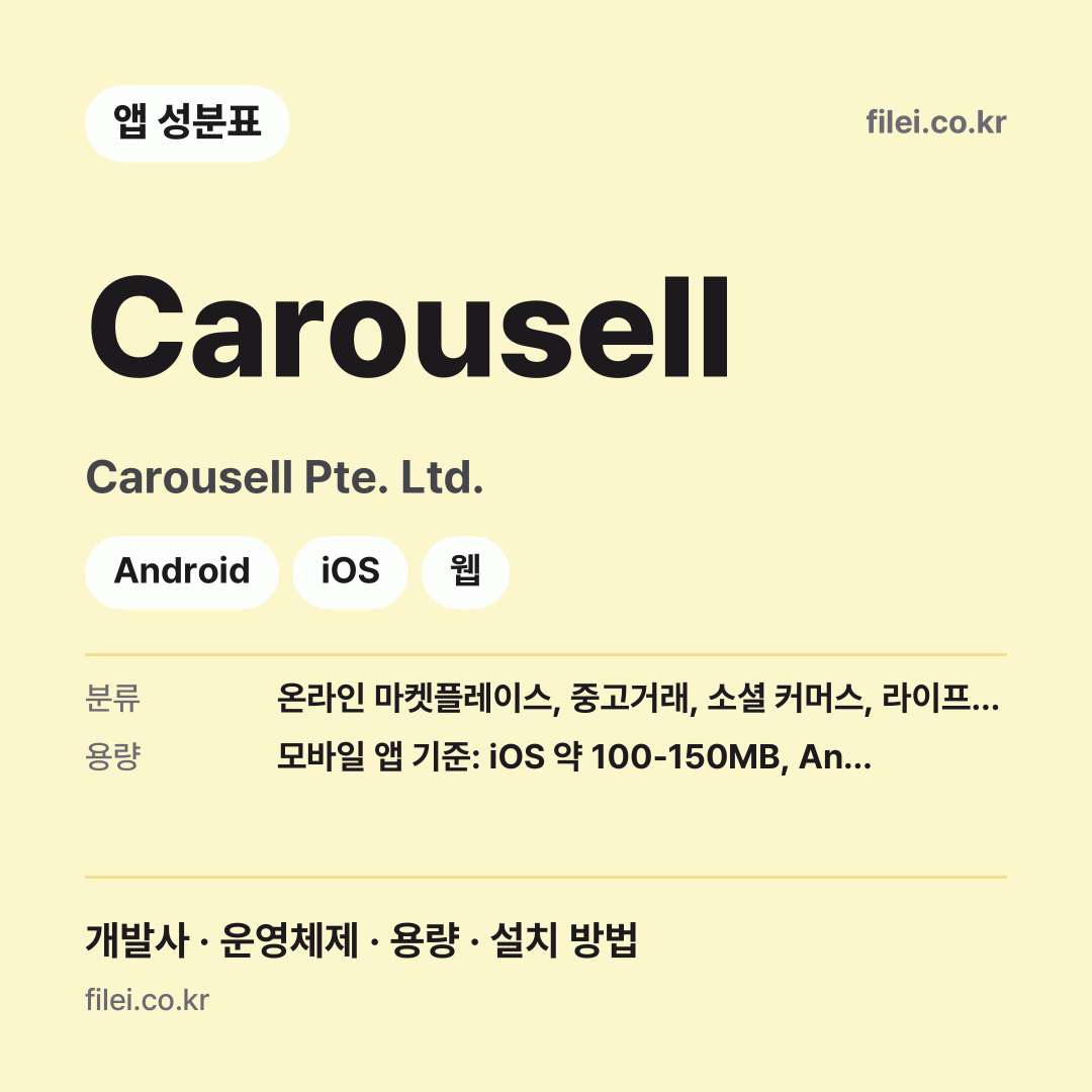 Carousell 다운로드 · Carousell Pte. Ltd. · Android, iOS, 웹