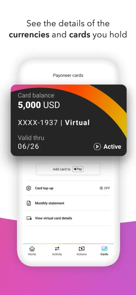 Payoneer 스크린샷 3