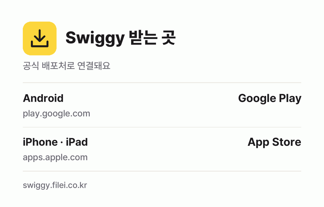 Swiggy 받는 곳: Android, iPhone · iPad