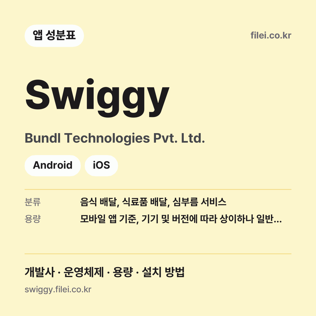 Swiggy 다운로드 · Bundl Technologies Pvt. Ltd. · Android, iOS