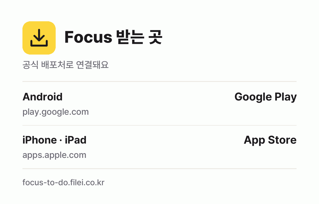 Focus 받는 곳: Android, iPhone · iPad