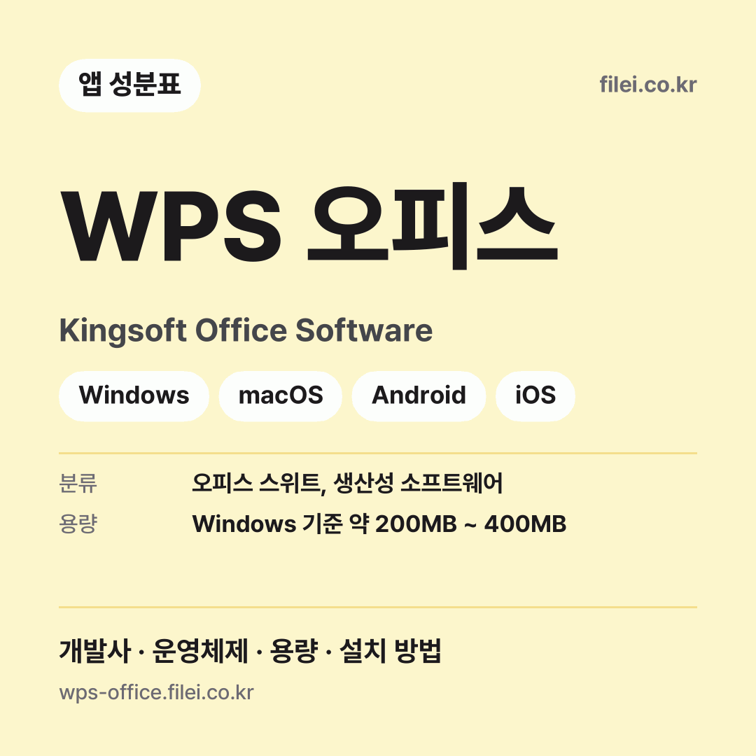 WPS 오피스 다운로드 · Kingsoft Office Software · Windows, macOS, Android, iOS