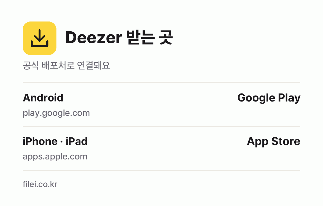 Deezer 받는 곳: Android, iPhone · iPad