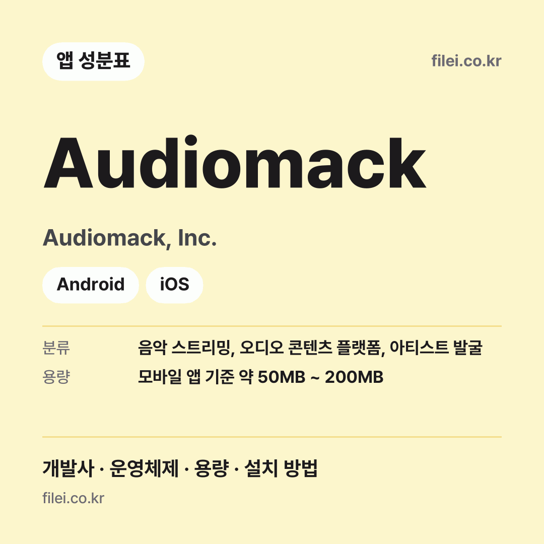 Audiomack 다운로드 · Audiomack, Inc. · Android, iOS