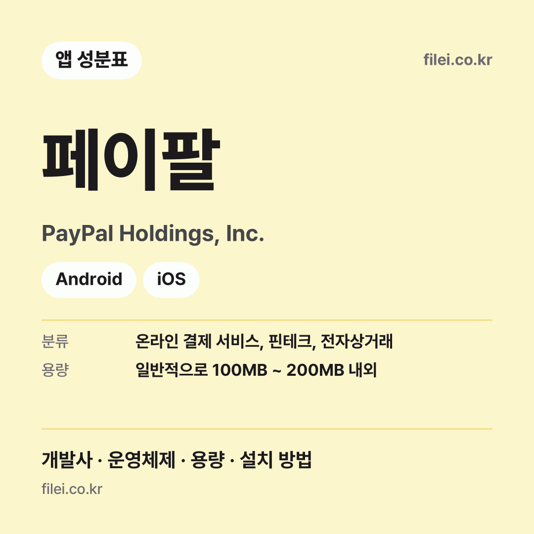 페이팔 다운로드 · PayPal Holdings, Inc. · Android, iOS