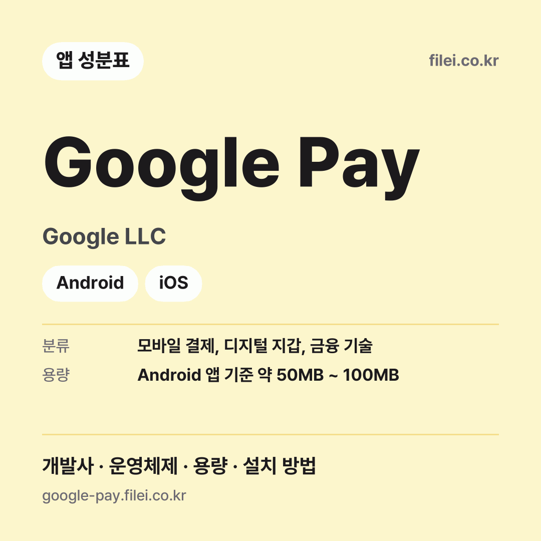 Google Pay 다운로드 · Google LLC · Android, iOS