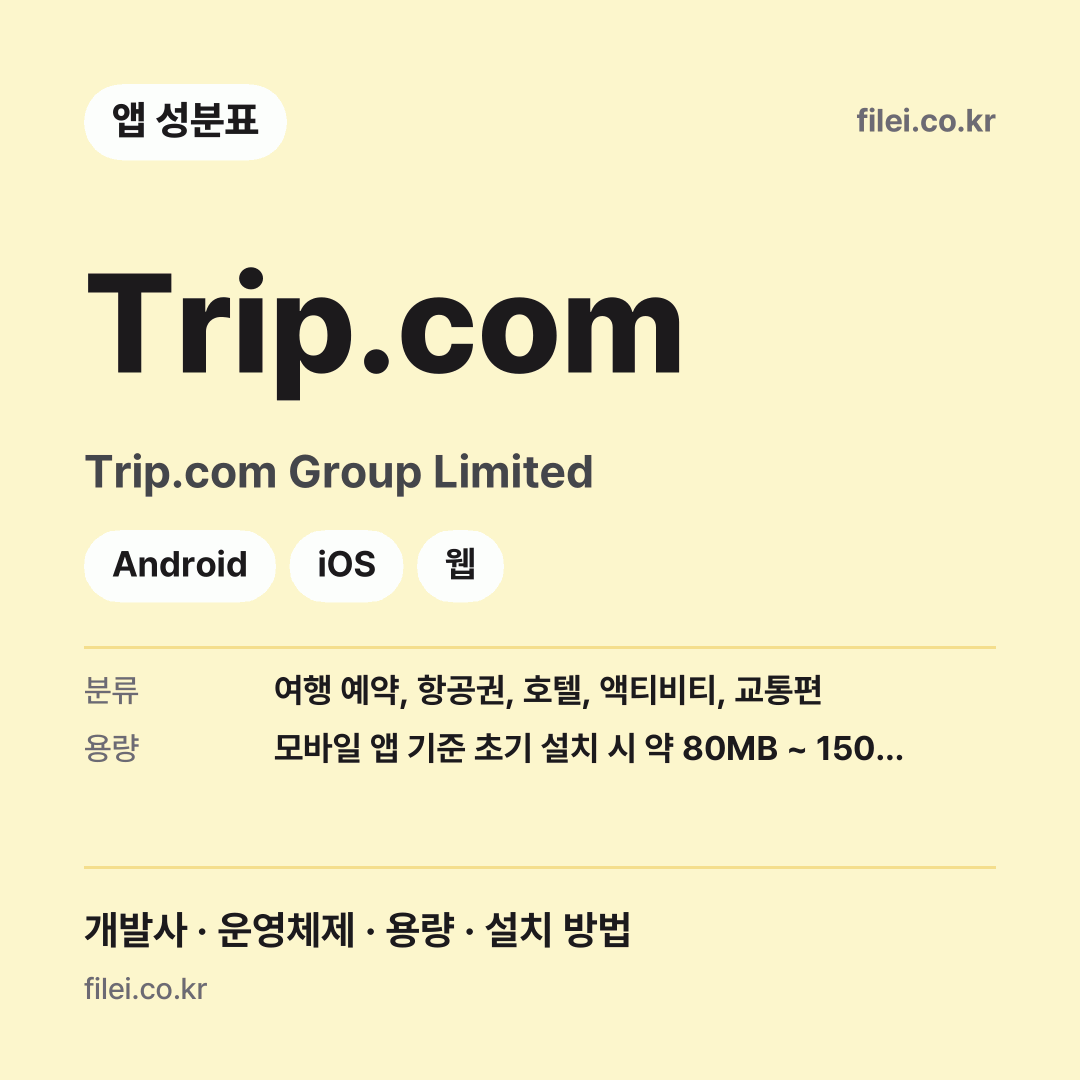 Trip.com 다운로드 · Trip.com Group Limited · Android, iOS, 웹