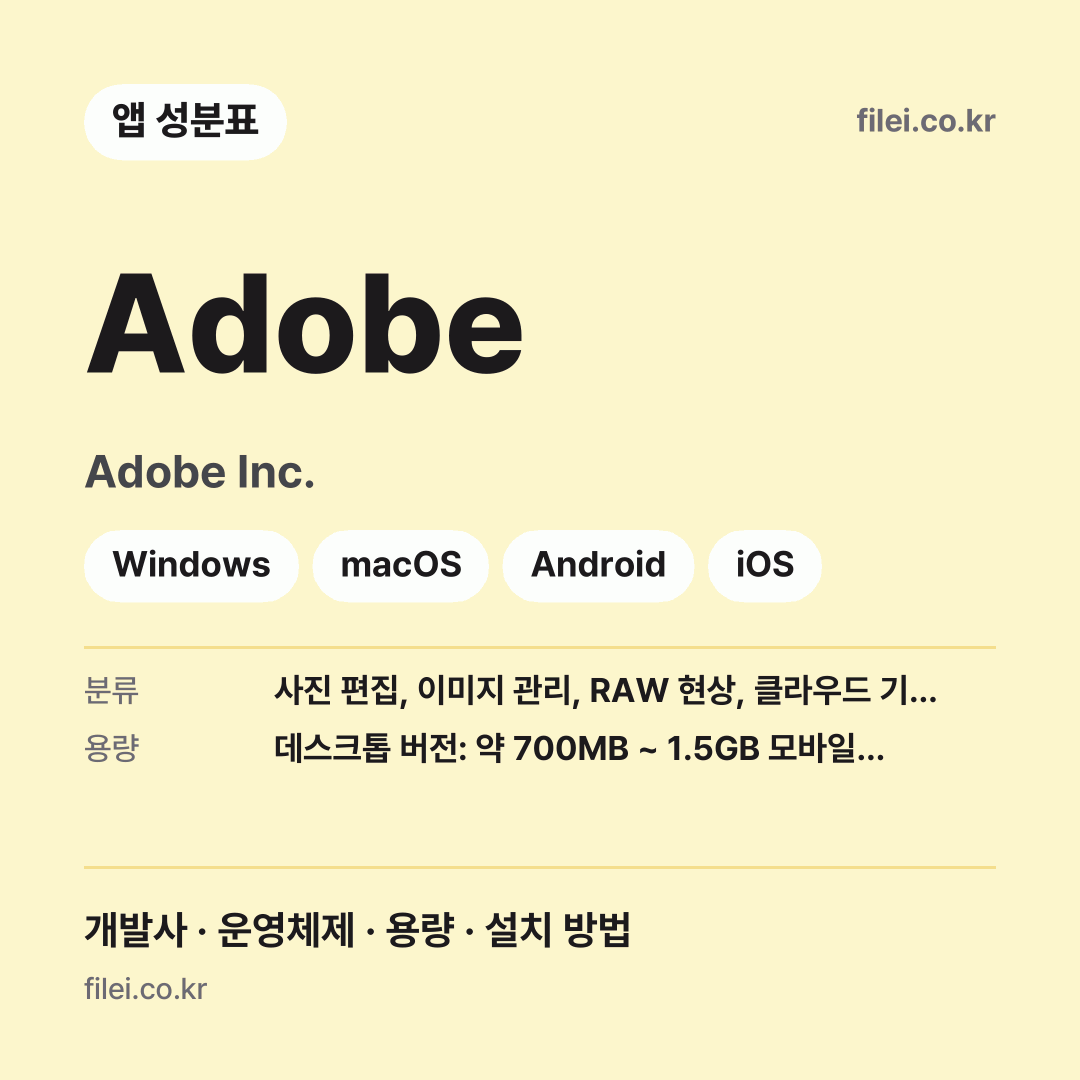Adobe 다운로드 · Adobe Inc. · Windows, macOS, Android, iOS
