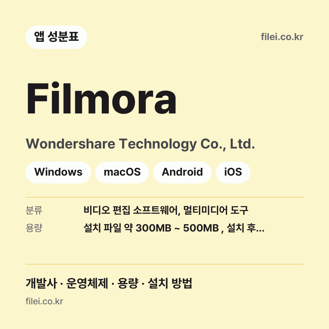 Filmora 다운로드 · Wondershare Technology Co., Ltd. · Windows, macOS, Android, iOS