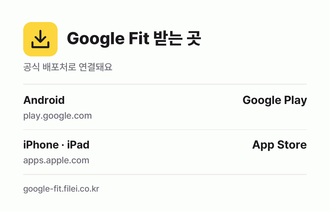 Google Fit 받는 곳: Android, iPhone · iPad