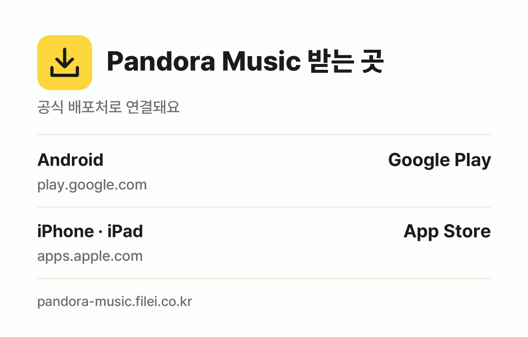 Pandora Music 받는 곳: Android, iPhone · iPad